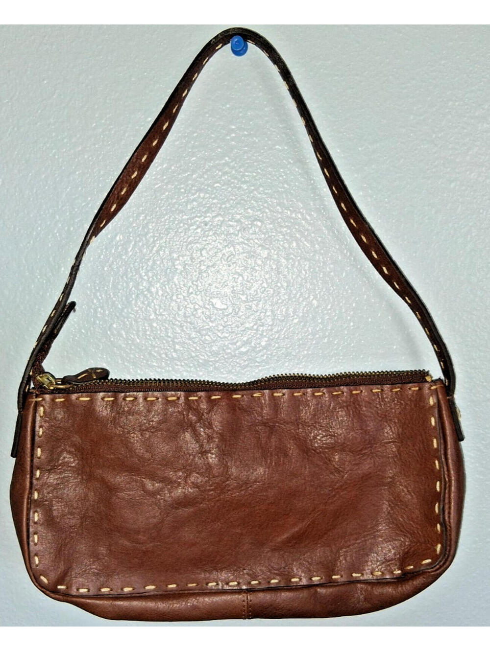 Lovely ADRIENNE VITTADINI Leather Dark Brown Small Purse with Dust Bag Handbag